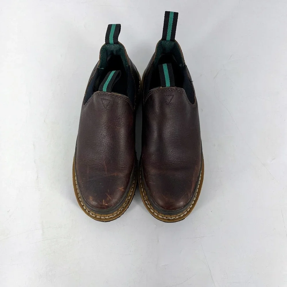 Georgia Boot Brown Leather Slip-On Ankle Boots